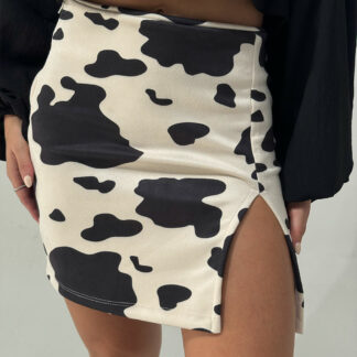 FALDA GAMUZA ESTAMPADA