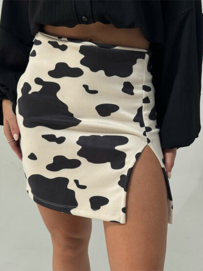 FALDA GAMUZA ESTAMPADA
